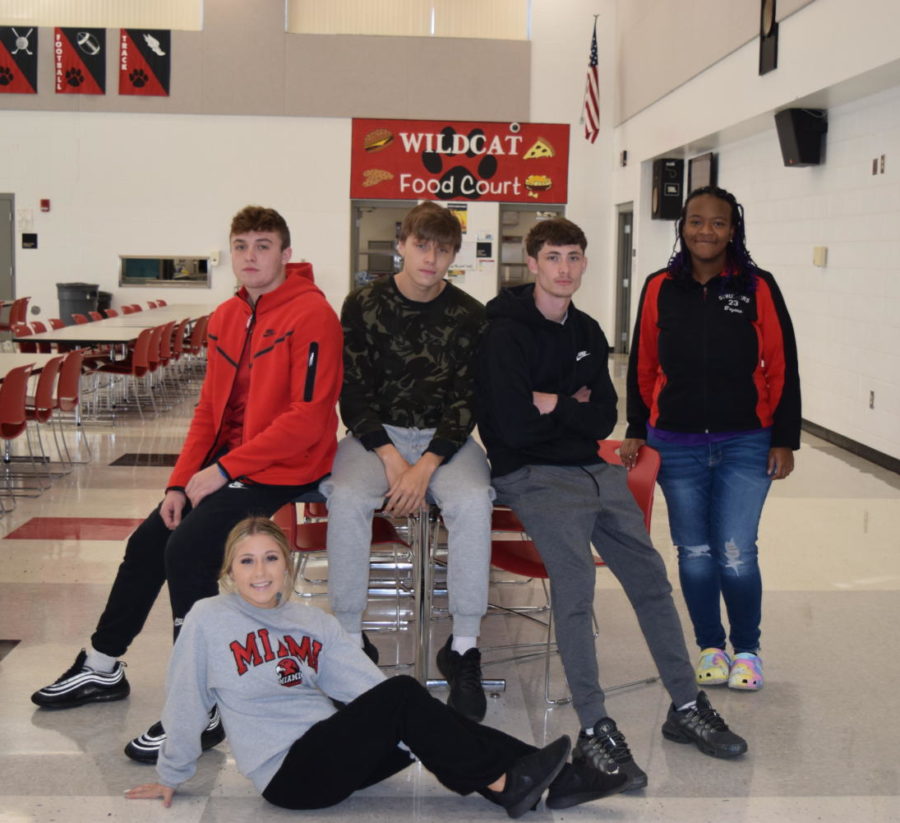 Seniors 
Front Row (Left to Right):  Olivia Tondy
Back Row (Left to Right): Brady Clyde, Aiden St. Clair, Nico Farina, Bryona Colyar