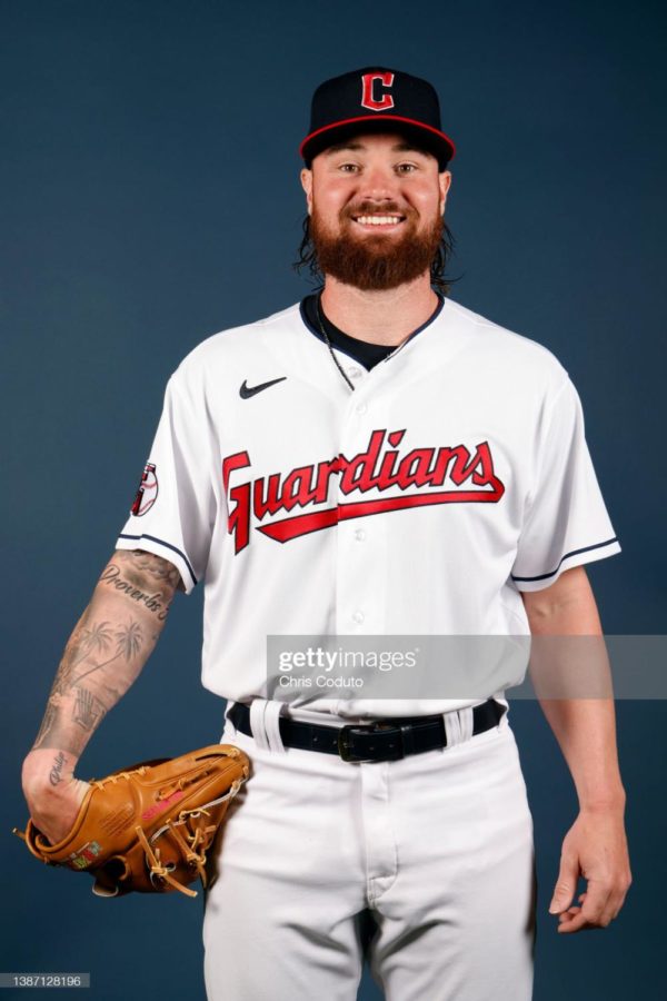 GOODYEAR, ARIZONA - MARCH 22: Logan Allen #54 of the Cleveland Guardians poses during Photo Day at Goodyear Ballpark on March 22, 2022 in Goodyear, Arizona. (Photo by Chris Coduto/Getty Images)