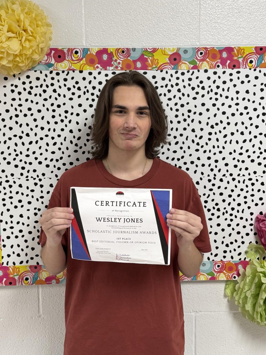Wesley Jones, senior, won First Place in Opinion for the Youngstown Press Club's Scholastic Journalism Awards.
